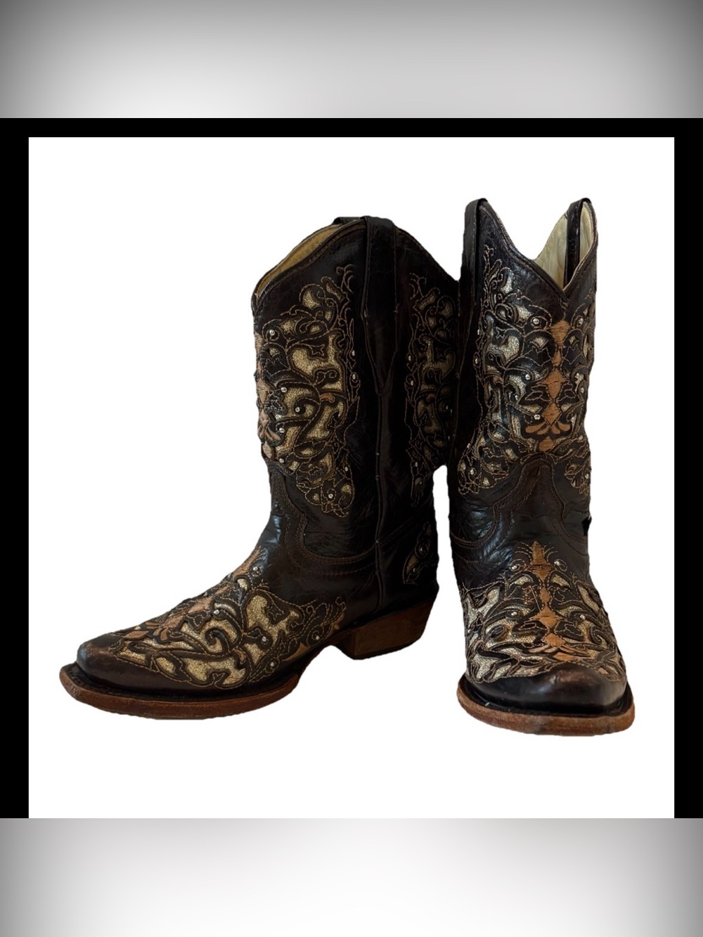 Cruzalta Little Girls Elegant Embroidered Western Boots Kids Size 10